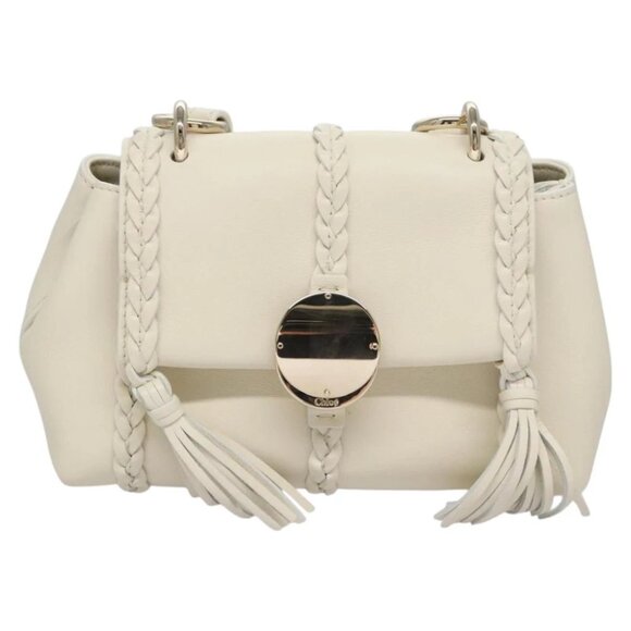 Chloe Fringe Hand Bag Leather 2way White Auth BD060AV - Picture 10 of 14